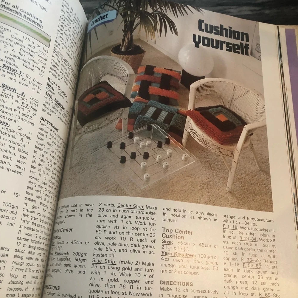 Home decorating with knitting and crochet Mary Harding 1973 1975 BoHo needlework - Picture 11 of 15